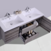 KEETCHEN OSLO 60" DOUBLE SINK GLOSS ASH GREY VANITY - Image 2