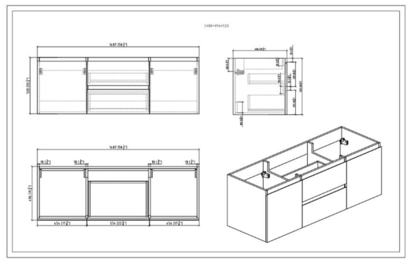 KEETCHEN OSLO 60" DOUBLE SINK GLOSS GREY VANITY - Image 6