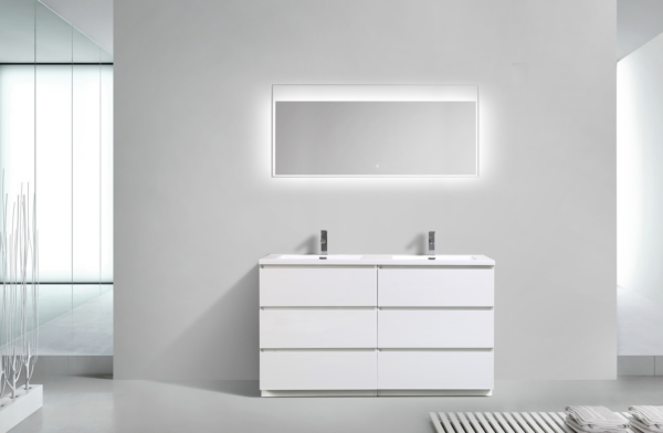 KEETCHEN AUSTIN 60″ DOUBLE SINK GLOSS WHITE 6 DRAWER VANITY - Image 4