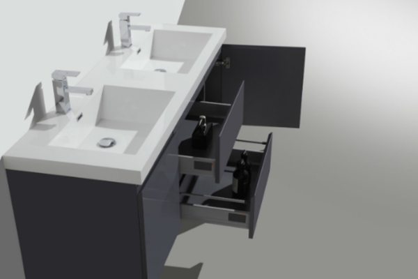 KEETCHEN OSLO 60" DOUBLE SINK GLOSS GREY VANITY - Image 3