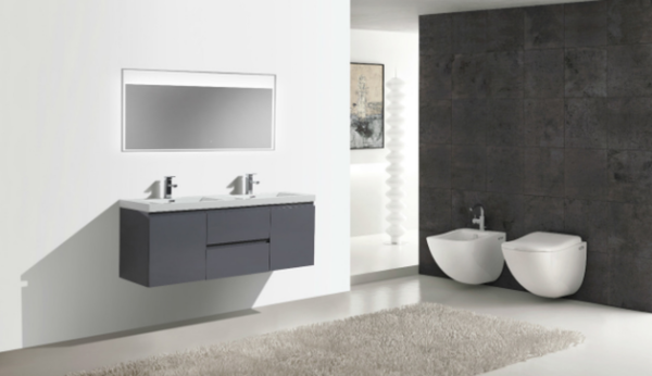 KEETCHEN OSLO 60" DOUBLE SINK GLOSS GREY VANITY - Image 4