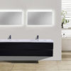 MOB 72" BLACK WALL MOUNTED MODERN BATHROOM VANITY WITH REEINFORCED ACRYLIC SINK