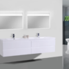 MOB 84" HIGH GLOSS WHITE WALL MOUNTED MODERN BATHROOM VANITY WITH REEINFORCED ACRYLIC SINK