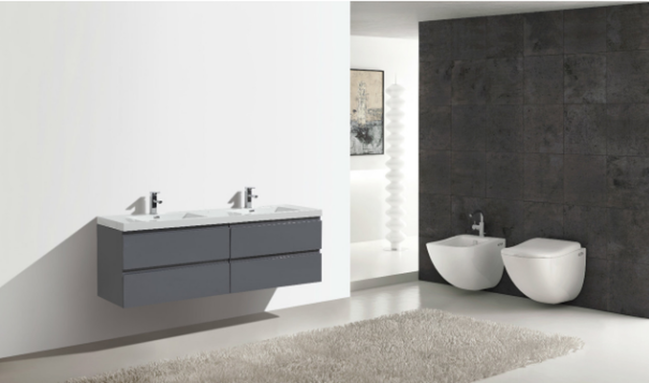 High Gloss Grey Bathroom Vanity