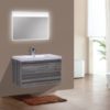 MOB 36" HIGH GLOSS GREY WALL MOUNTED MODERN BATHROOM VANITY WITH REEINFORCED ACRYLIC SINK