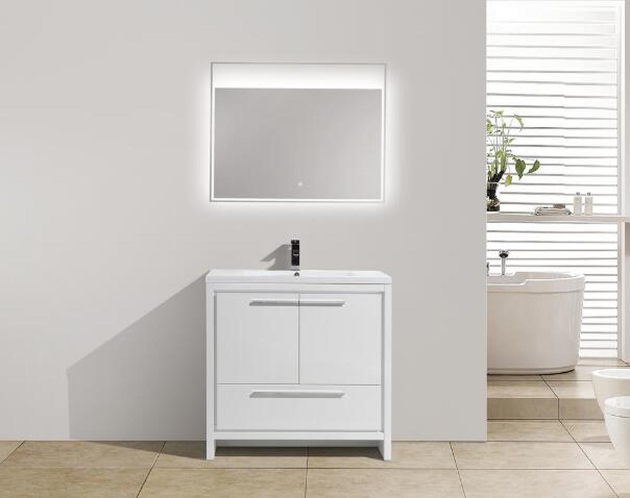 gloss white vanity