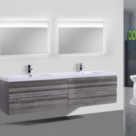 KEETCHEN OSLO 72" HIGH GLOSS ASH GREY BATHROOM VANITY - Image 2