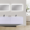 MOB 84" HIGH GLOSS WHITE WALL MOUNTED MODERN BATHROOM VANITY WITH REEINFORCED ACRYLIC SINK