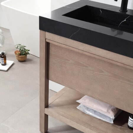 KARTON REPUBLIC BIBURY 72” CHESTNUT OAK FREE STANDING MODERN BATHROOM VANITY - Image 3