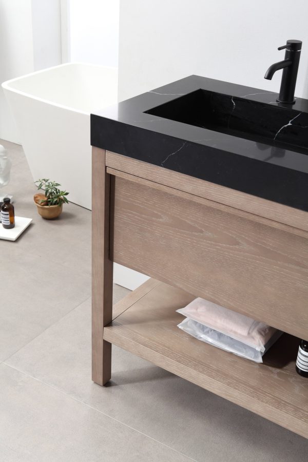 KARTON REPUBLIC BIBURY 72” CHESTNUT OAK FREE STANDING MODERN BATHROOM VANITY - Image 3