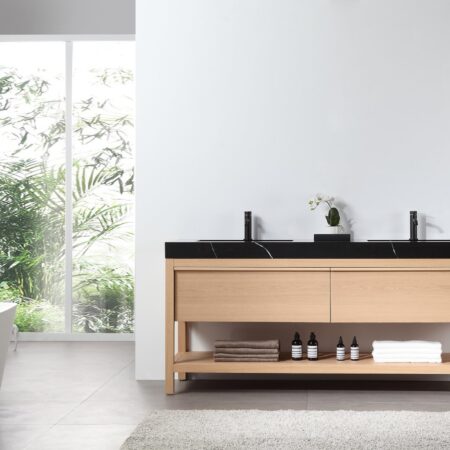 KARTON REPUBLIC BIBURY 72” WHITEWASH OAK FREE STANDING MODERN BATHROOM VANITY - Image 2