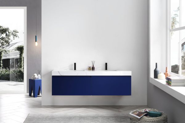 KARTON REPUBLIC MANAROLA 72” NAVY BLUE WALL MOUNT MODERN BATHROOM VANITY - Image 2