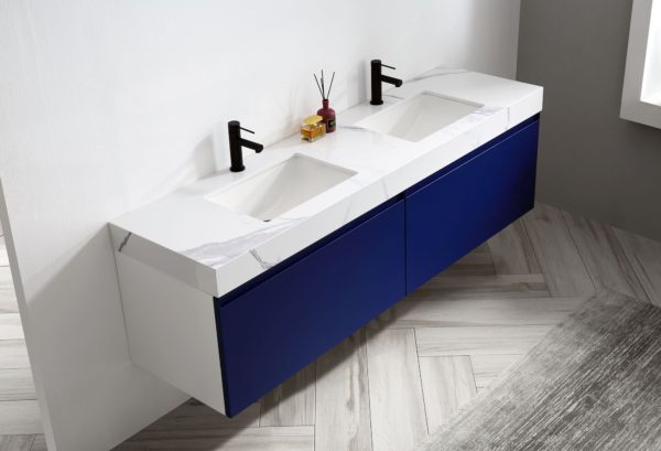 KARTON REPUBLIC MANAROLA 72” NAVY BLUE WALL MOUNT MODERN BATHROOM VANITY - Image 3