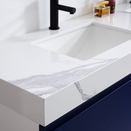 KARTON REPUBLIC MANAROLA 72” NAVY BLUE WALL MOUNT MODERN BATHROOM VANITY - Image 7