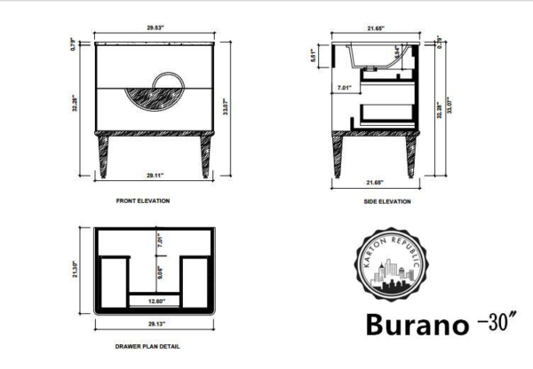 BURANO 30” BEIGE FREE STANDING MODERN BATHROOM VANITY