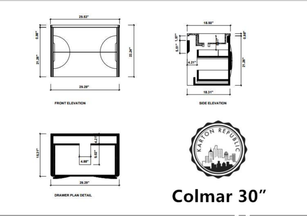 COLMAR 30” LIGHT GRAY WALL MOUNT MODERN BATHROOM VANITY