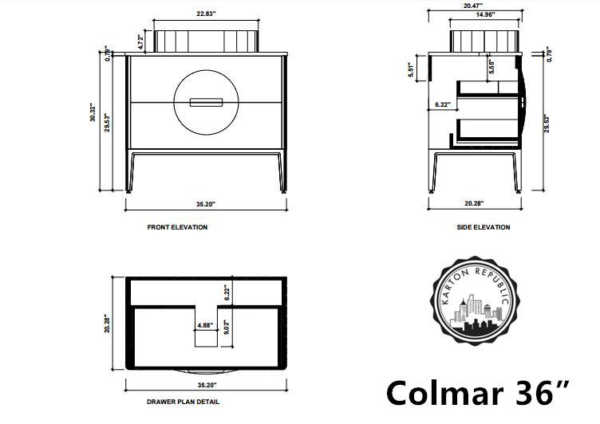 COLMAR 36” WHITEWASH OAK FREE STANDING MODERN BATHROOM VANITY