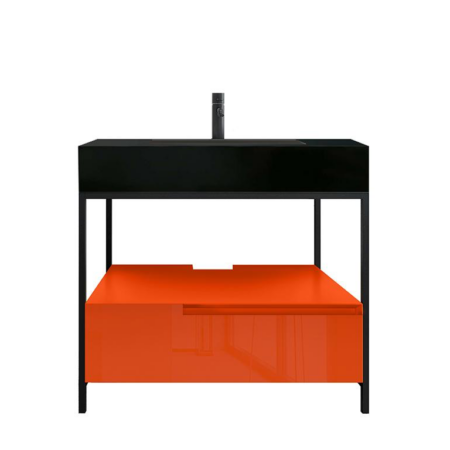 TEXEL 42” RED AMBER/BLACK INDUSTRIAL STYLE FREE STANDING BATHROOM VANITY