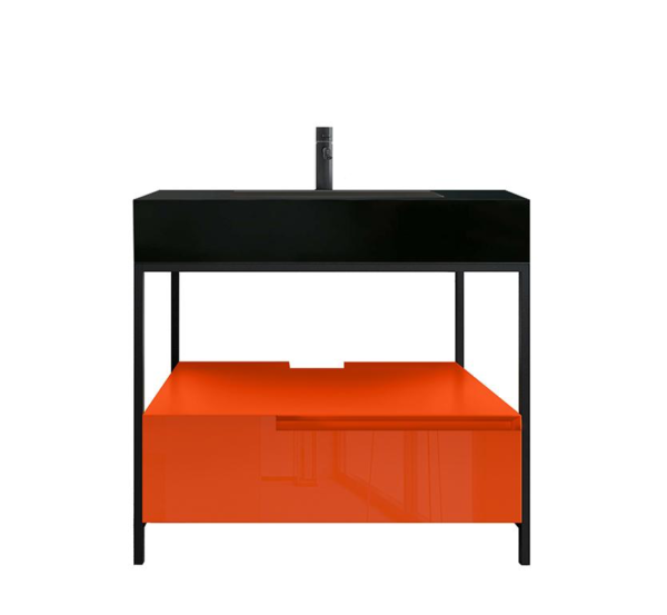 TEXEL 42” RED AMBER/BLACK INDUSTRIAL STYLE FREE STANDING BATHROOM VANITY