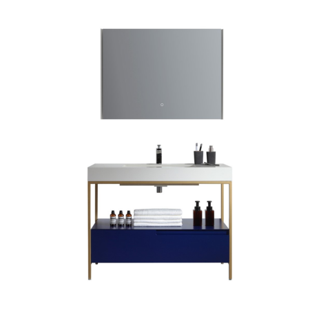 TEXEL 42” NAVY BLUE INDUSTRIAL STYLE FREE STANDING BATHROOM VANITY