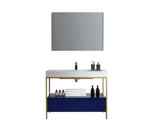 TEXEL 42” NAVY BLUE INDUSTRIAL STYLE FREE STANDING BATHROOM VANITY