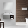 MANAROLA 42” LIGHT GRAY WALL MOUNT MODERN BATHROOM VANITY (OPEN SHELVES)