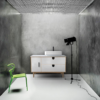 PORTREE 48” MATTE WHITE MID-CENTURY FREE STANDING BATHROOM VANITY