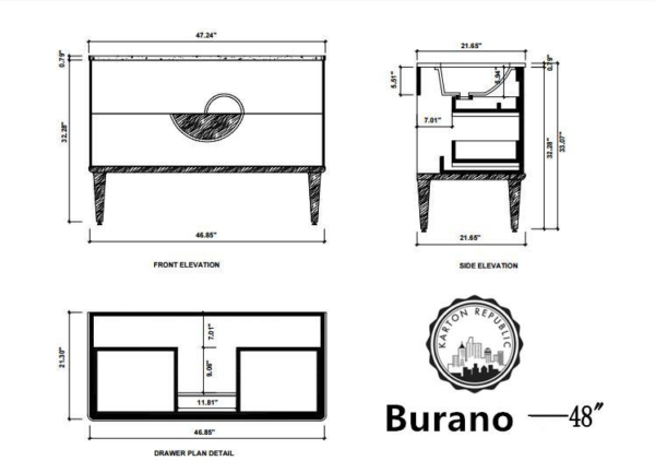 BURANO 48” BEIGE FREE STANDING MODERN BATHROOM VANITY