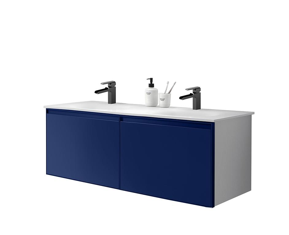 Navy Blue Wall Mount Modern Bathroom, Navy Blue Bathroom Vanity 48 Inch Double Sink
