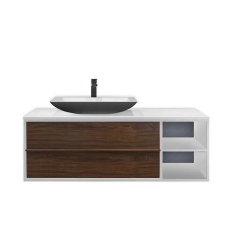 GOREME 48” WALNUT/WHITE OAK WALL MOUNT MODERN BATHROOM VANITY