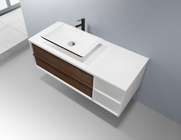 GOREME 48” WALNUT/WHITE OAK WALL MOUNT MODERN BATHROOM VANITY