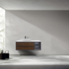 GOREME 48” WALNUT/DARK GRAY OAK WALL MOUNT MODERN BATHROOM VANITY