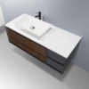 GOREME 48” WALNUT/DARK GRAY OAK WALL MOUNT MODERN BATHROOM VANITY