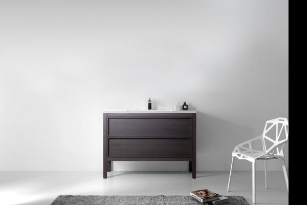 This is an Annecy series 48-inch Charcoal oak finishing free standing bathroom vanity. Simplicity of the design represents the most freshness to our bathroom. Balance is the second main spirit of this design element. Each balancing and equaling design gives peacefully relaxation to this product line.