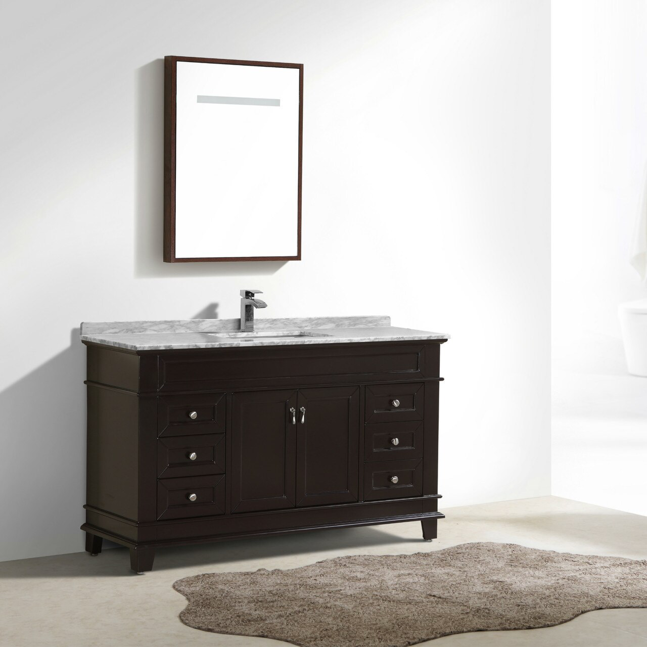 60 Single Sink White Bathroom Vanity Keetchen