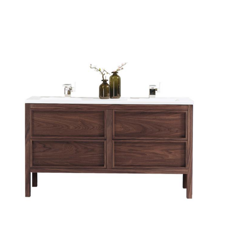 ANNECY 55” DARK WALNUT FREE STANDING MODERN BATHROOM VANITY