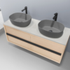 SINTRA 55” WHITEWASH OAK WALL MOUNTED MODERN BATHROOM VANITY