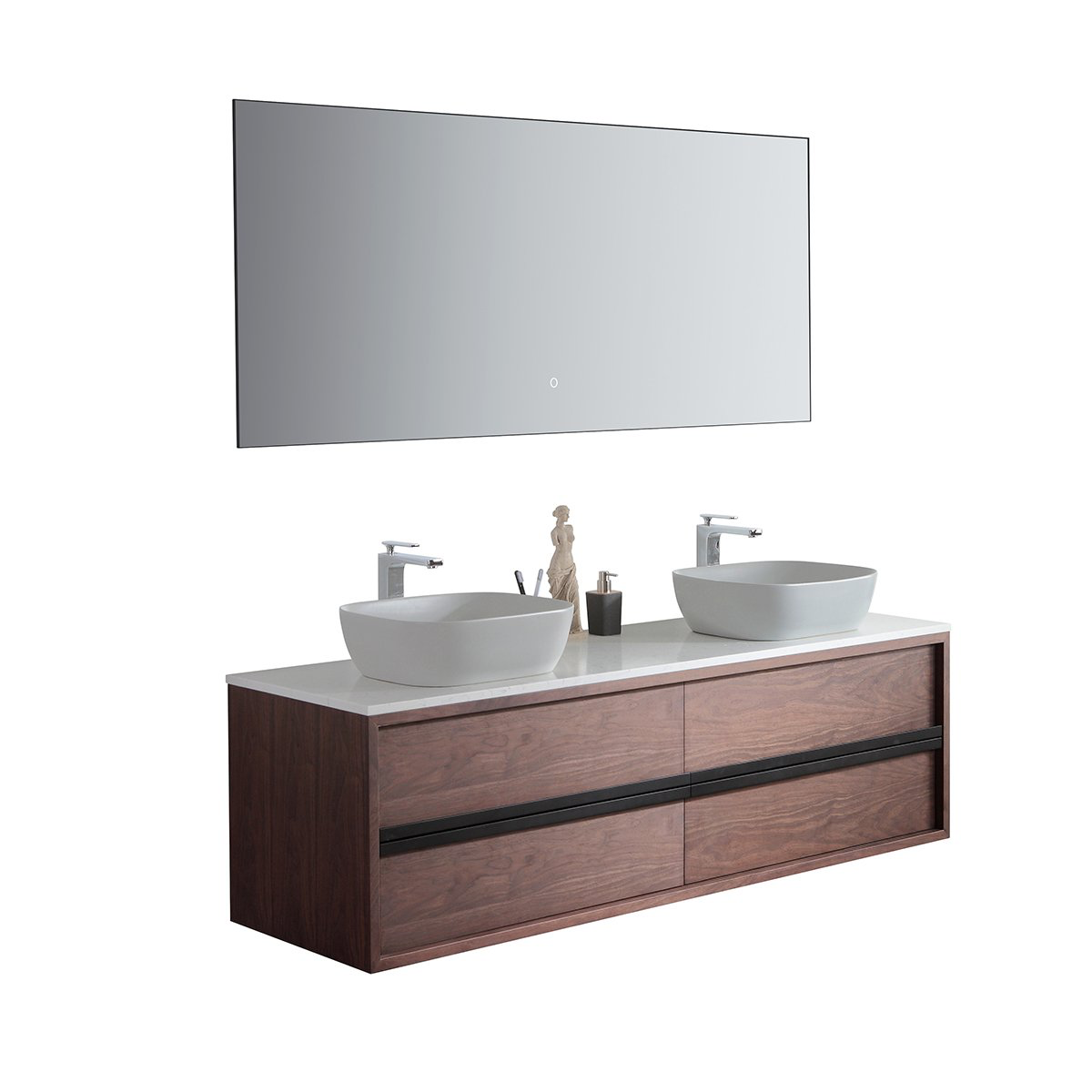 Dark Walnut Oak Wall Mounted Modern, Dark Walnut Bathroom Vanity Mirror