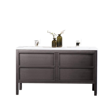 ANNECY 55” CHARCOAL OAK FREE STANDING MODERN BATHROOM VANITY