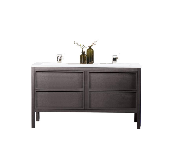 ANNECY 55” CHARCOAL OAK FREE STANDING MODERN BATHROOM VANITY