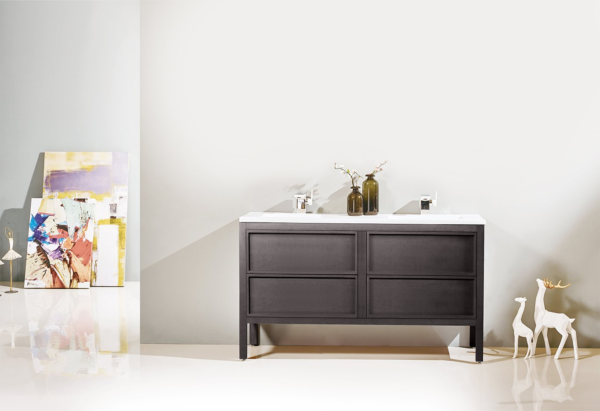 ANNECY 55” CHARCOAL OAK FREE STANDING MODERN BATHROOM VANITY