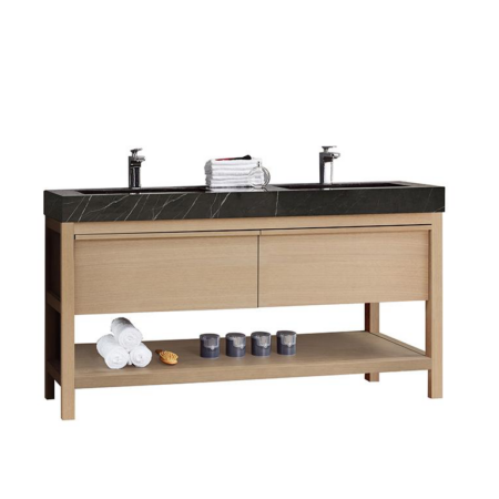 BIBURY 60” WHITEWASH OAK FREE STANDING MODERN BATHROOM VANITY