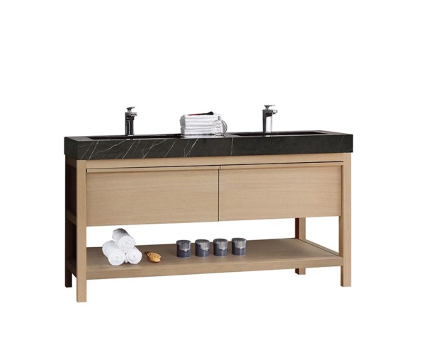 BIBURY 60” WHITEWASH OAK FREE STANDING MODERN BATHROOM VANITY