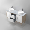 PORTREE 60” MATTE WHITE MID-CENTURY FREE STANDING BATHROOM VANITY