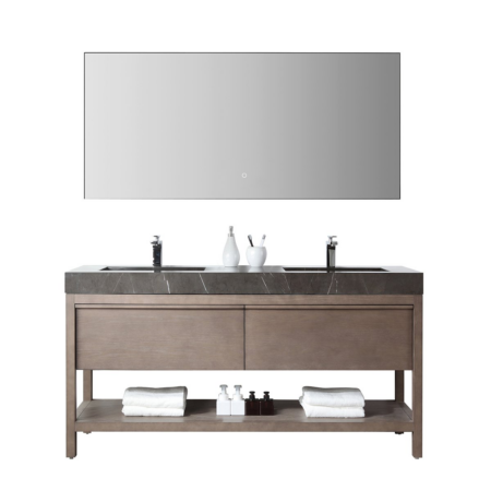 BIBURY 60” CHESTNUT OAK FREE STANDING MODERN BATHROOM VANITY