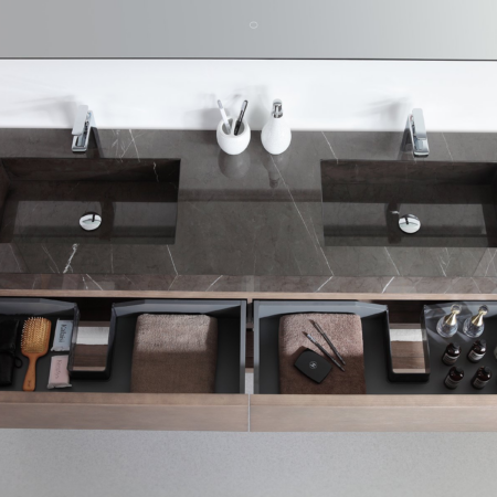 BIBURY 60” CHESTNUT OAK FREE STANDING MODERN BATHROOM VANITY