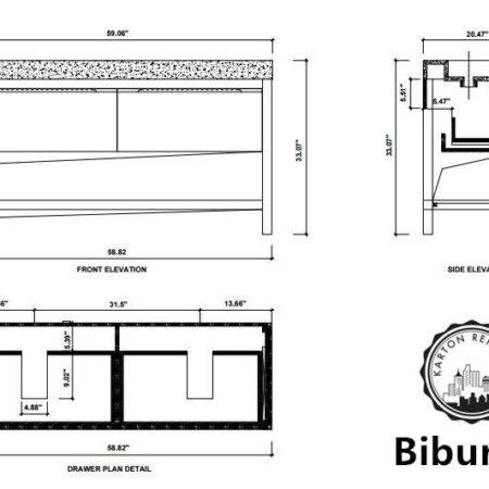 BIBURY 60” CHESTNUT OAK FREE STANDING MODERN BATHROOM VANITY