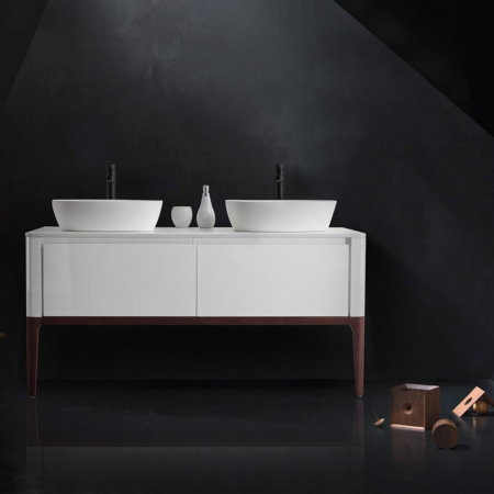 SEBASTIAN 60” GLOSS WHITE DUAL MOUNT MODERN BATHROOM VANITY