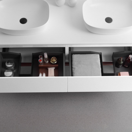 SEBASTIAN 60” GLOSS WHITE DUAL MOUNT MODERN BATHROOM VANITY