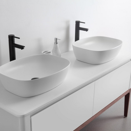 SEBASTIAN 60” GLOSS WHITE DUAL MOUNT MODERN BATHROOM VANITY
